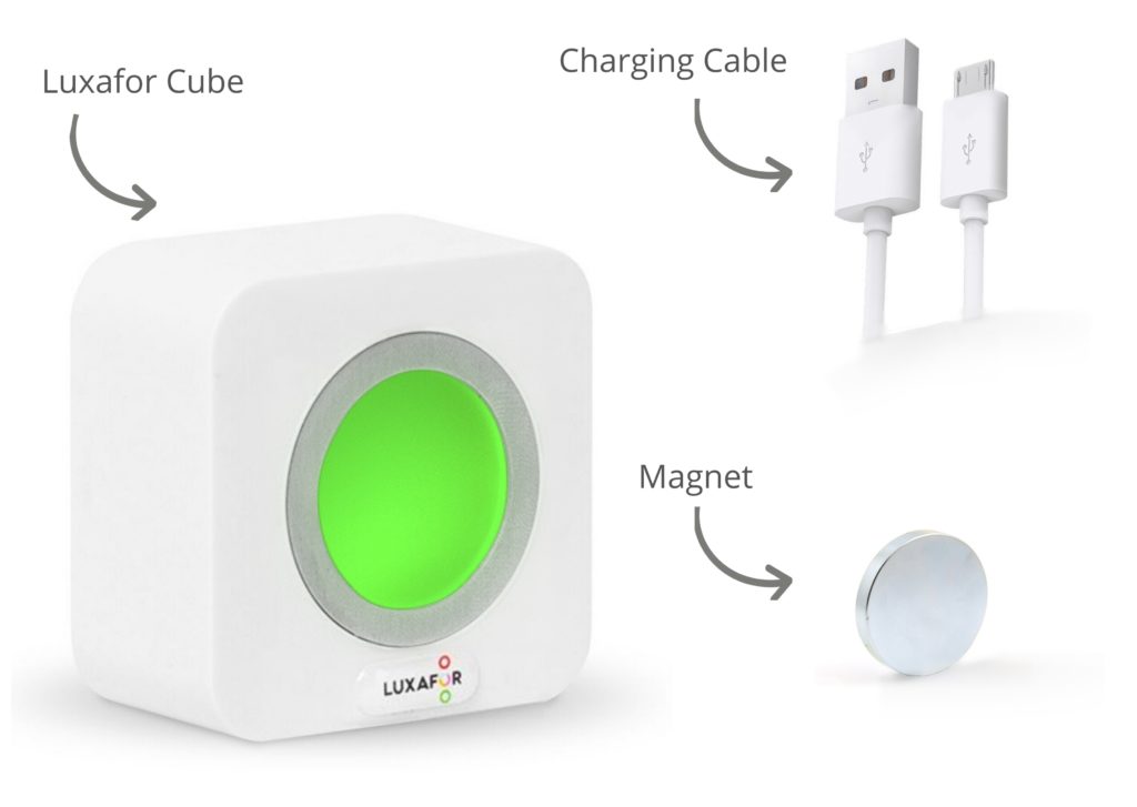 Luxafor Cube standalone busy light displays meeting room and workspace availability in real-time