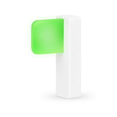 Luxafor Flag displays your availability in real-time with four colors: green for available, red for busy, yellow for away, and blue for do not disturb.