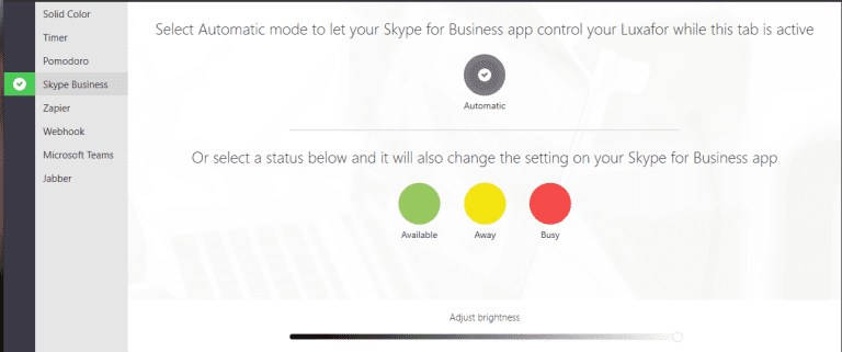 Skype for Business Mode on Luxafor Software