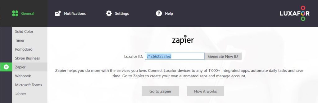 Zapier integration with Luxafor