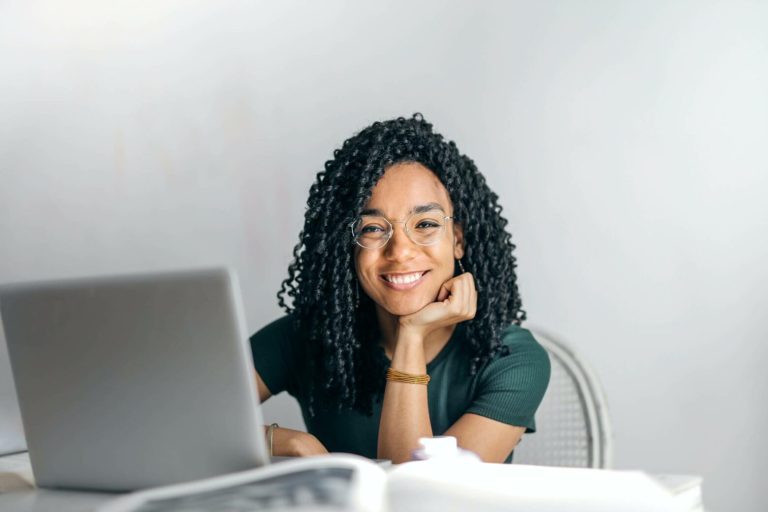 Woman working at home Luxafor